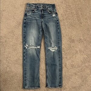 American Eagle Outfitters Medium Blue Distressed Straight Leg Jeans